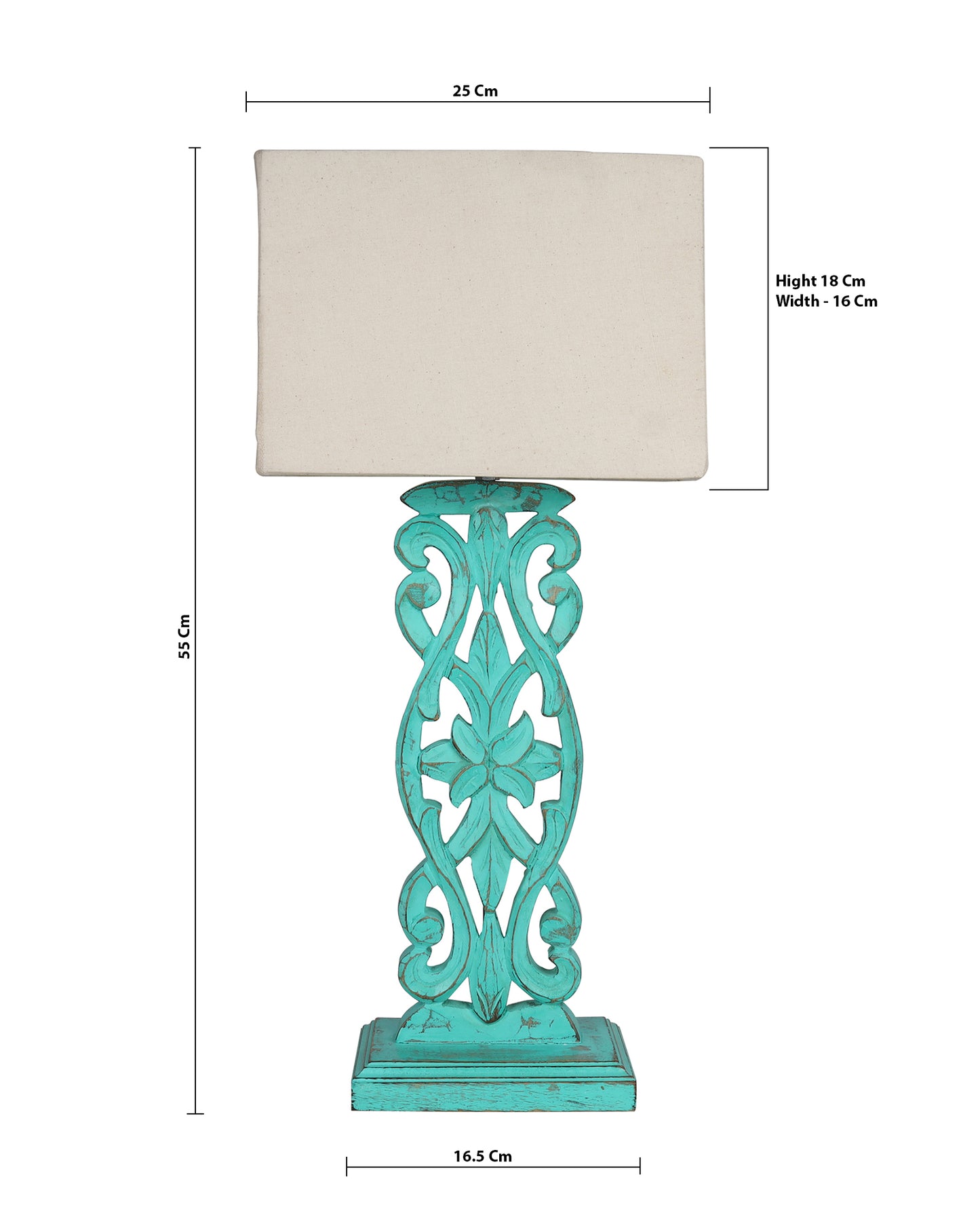 Sculptural Hand Carved Wood Table Lamp with Khadi Square shade