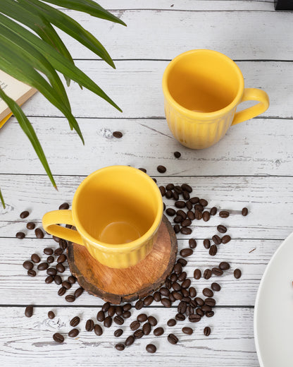 Handmade Irish Coffee Tea & Beer Mugs, Set of Two Altered Glaze latte Cups, Strips