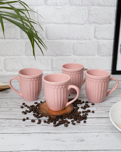 Handmade Irish Coffee Tea & Beer Mugs, Set of four Altered Glaze latte Cups, Strips