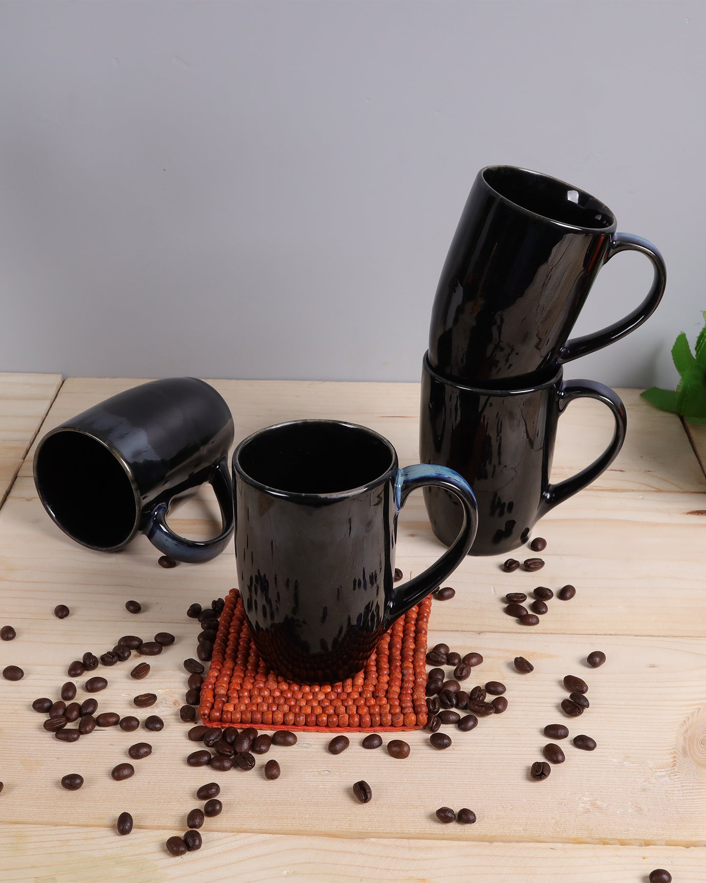 Handmade Irish Coffee Tea & Beer Mugs, Set of Four Altered Glaze latte Cups, Melon