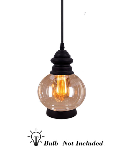 Pendant Light with Amber Glass Jar Shade Matte Adjustable Hanging Lighting Fixture, Industrial Antique Pendant Lamp for Kitchen Island, Dining Room, Foyer, Farmhouse