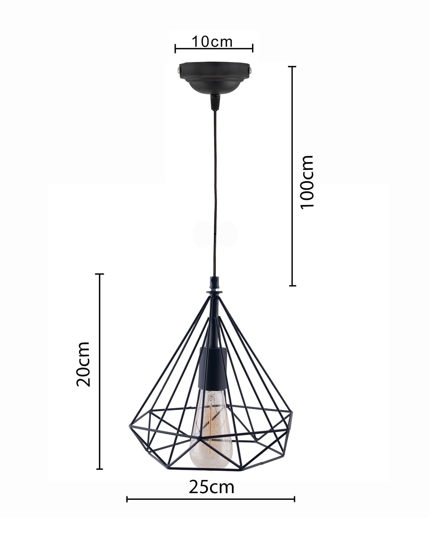 Black color metal Edison Filament Hanging DIAMOND caged, E27 Holder, Decorative, Urban Retro style,Ceiling Lamp