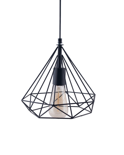 Edison Filament Hanging DIAMOND caged, E27 Holder, Decorative, Urban Retro style, Black color metal