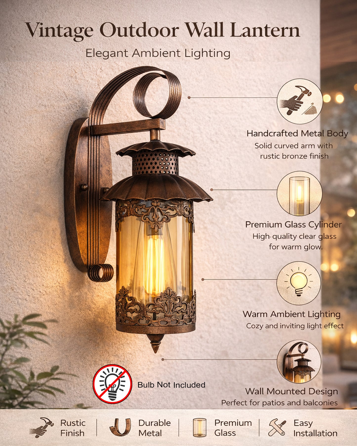 Rustic Wall Light Fixtures, Oil Rubbed Rust Finish Indoor Vintage Wall Sconce Industrial Lamp Fixture Glass Shade Farmhouse Metal Sconces for Bedroom Living Room Cafe, Wall Filgree Cylinder