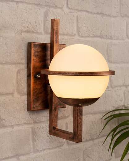 Rustic Wall Light Fixtures, Oil Rubbed Rust Finish Indoor Vintage Wall Sconce Industrial Lamp Fixture Glass Shade Farmhouse Metal Sconces for Bedroom Living Room Cafe, Wall Frost Globe