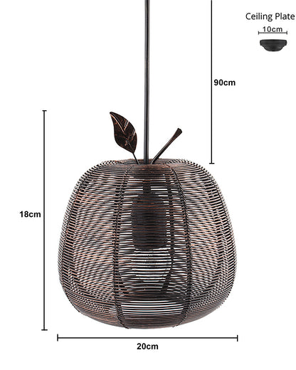 Antique Black Metal pendant light, E27 wire mesh ceiling lamp, Apple