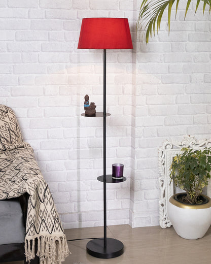 Contemporary Duo Shelf Metal Floor Lamp, Bedside Living room Office Home Decor Lamp, Black