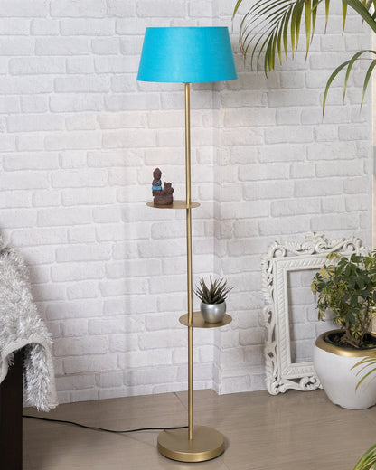 Contemporary Duo Shelf Metal Floor Lamp, Bedside Living room Office Home Decor Lamp, Golden