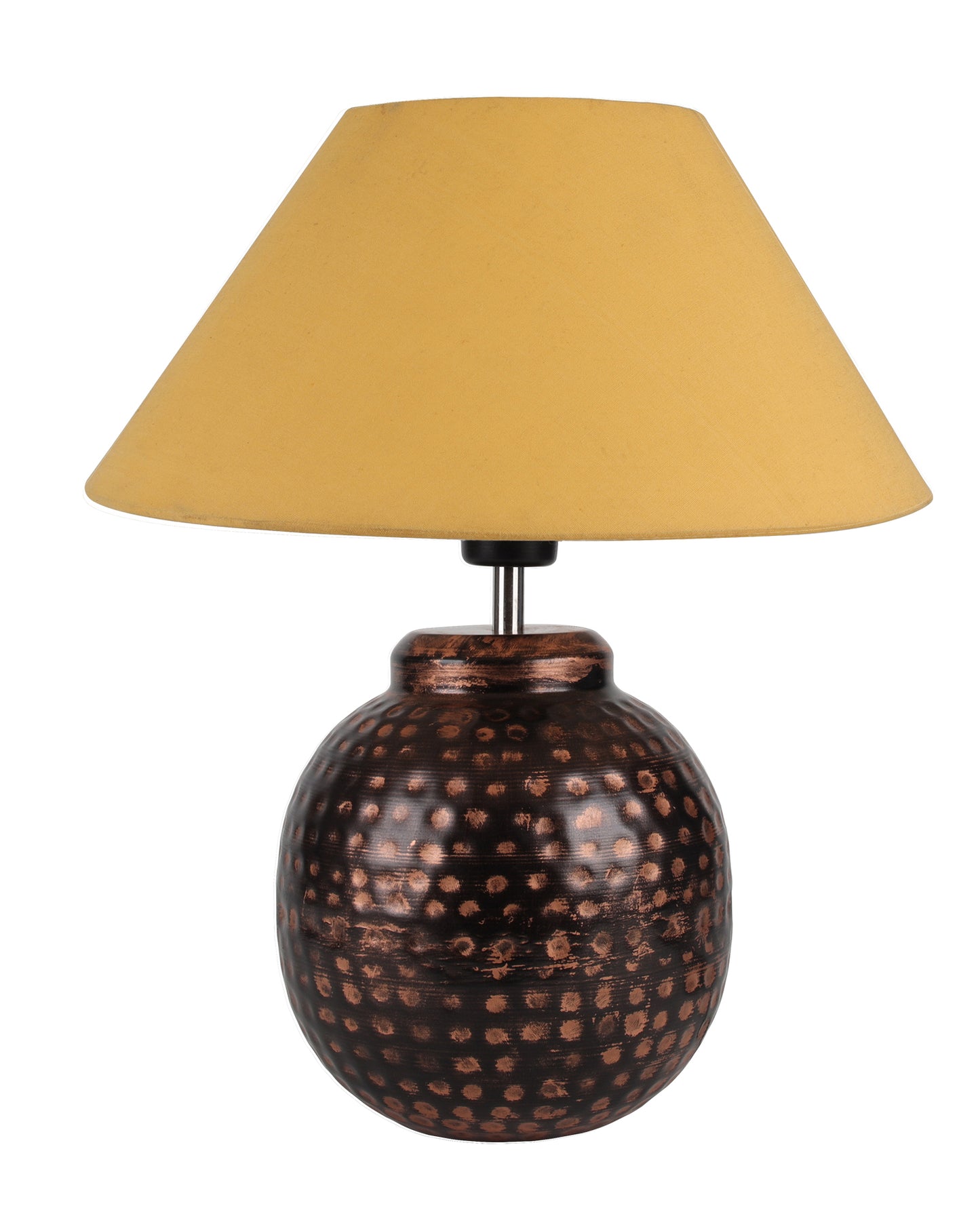 Ginger Jar,Antique Table Lamp Hammered Oil-Rubbed Bronze Metal Linen Shade for Living Room Family Bedroom
