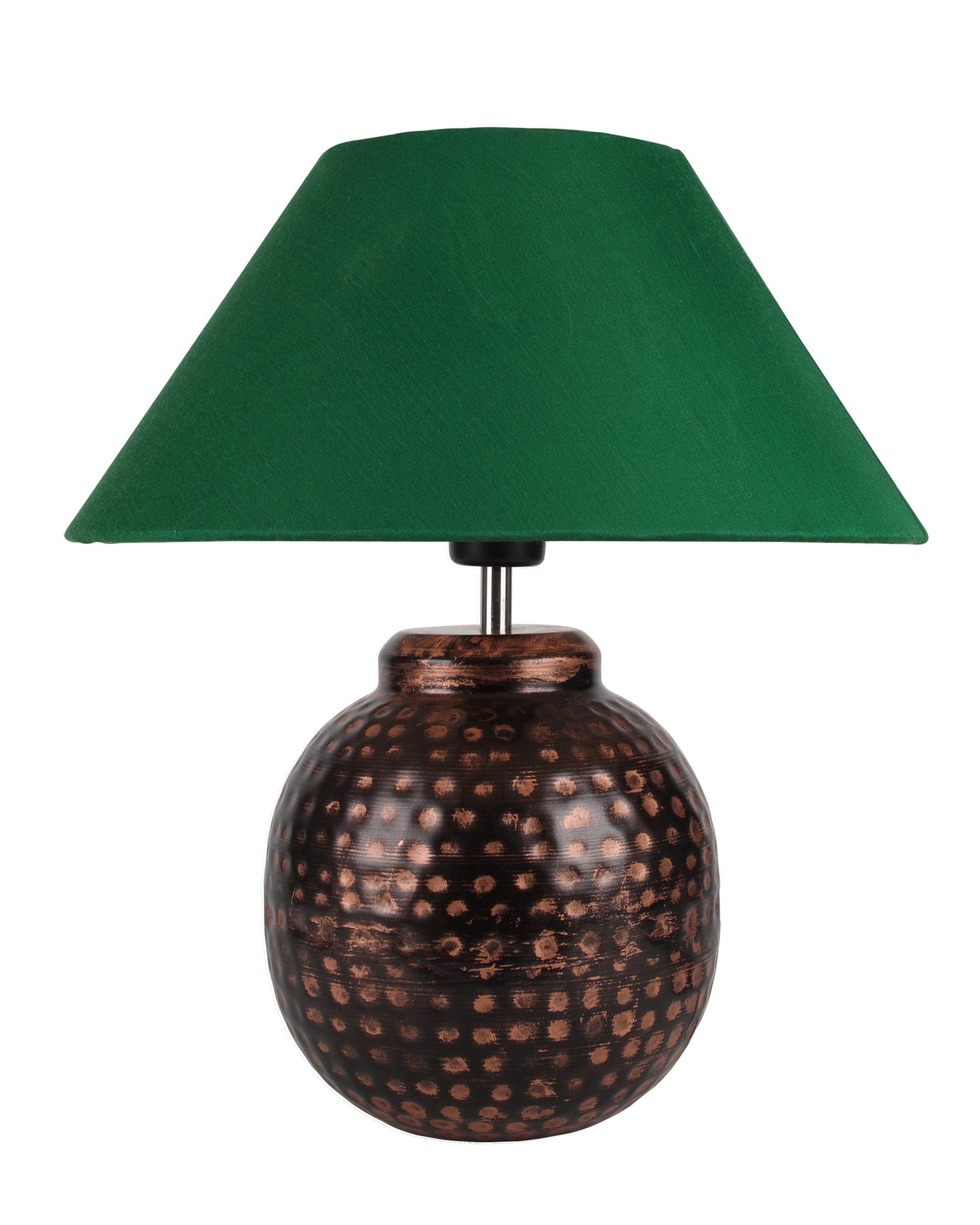 Ginger Jar,Antique Table Lamp Hammered Oil-Rubbed Bronze Metal Linen Shade for Living Room Family Bedroom