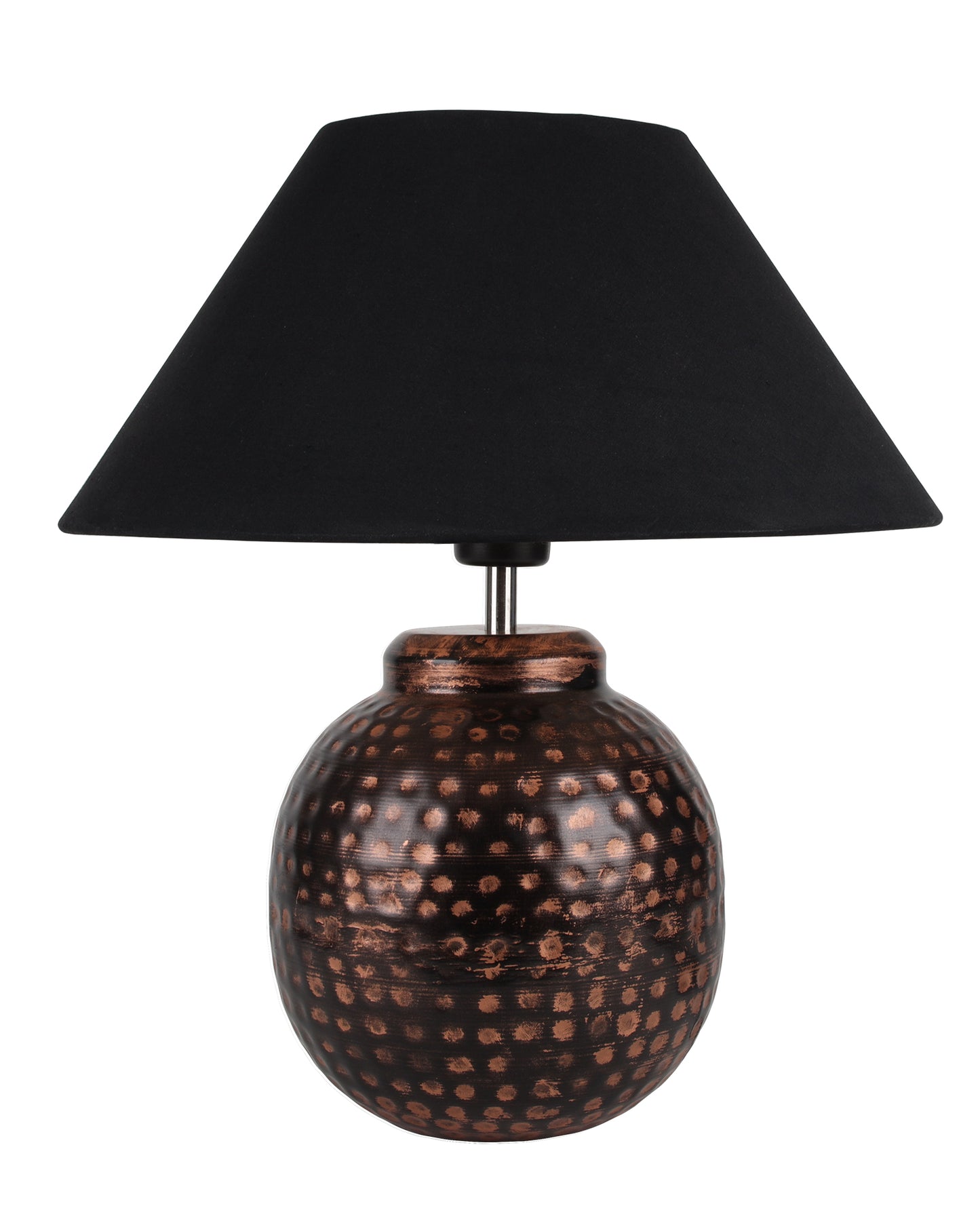 Ginger Jar,Antique Table Lamp Hammered Oil-Rubbed Bronze Metal Linen Shade for Living Room Family Bedroom