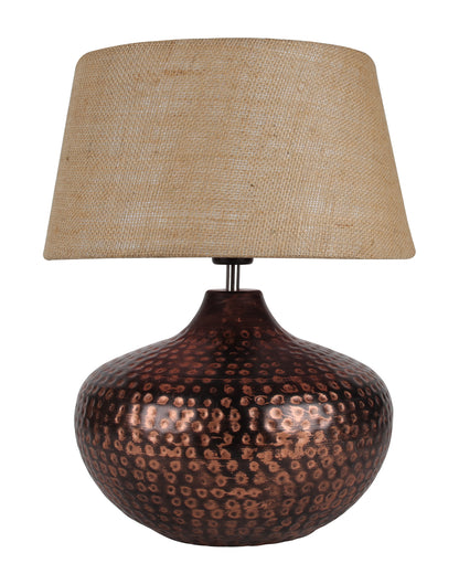 Gourd Metal Antique Hammered Oil-Rubbed Bronze Table Lamp Linen with Jute Shade