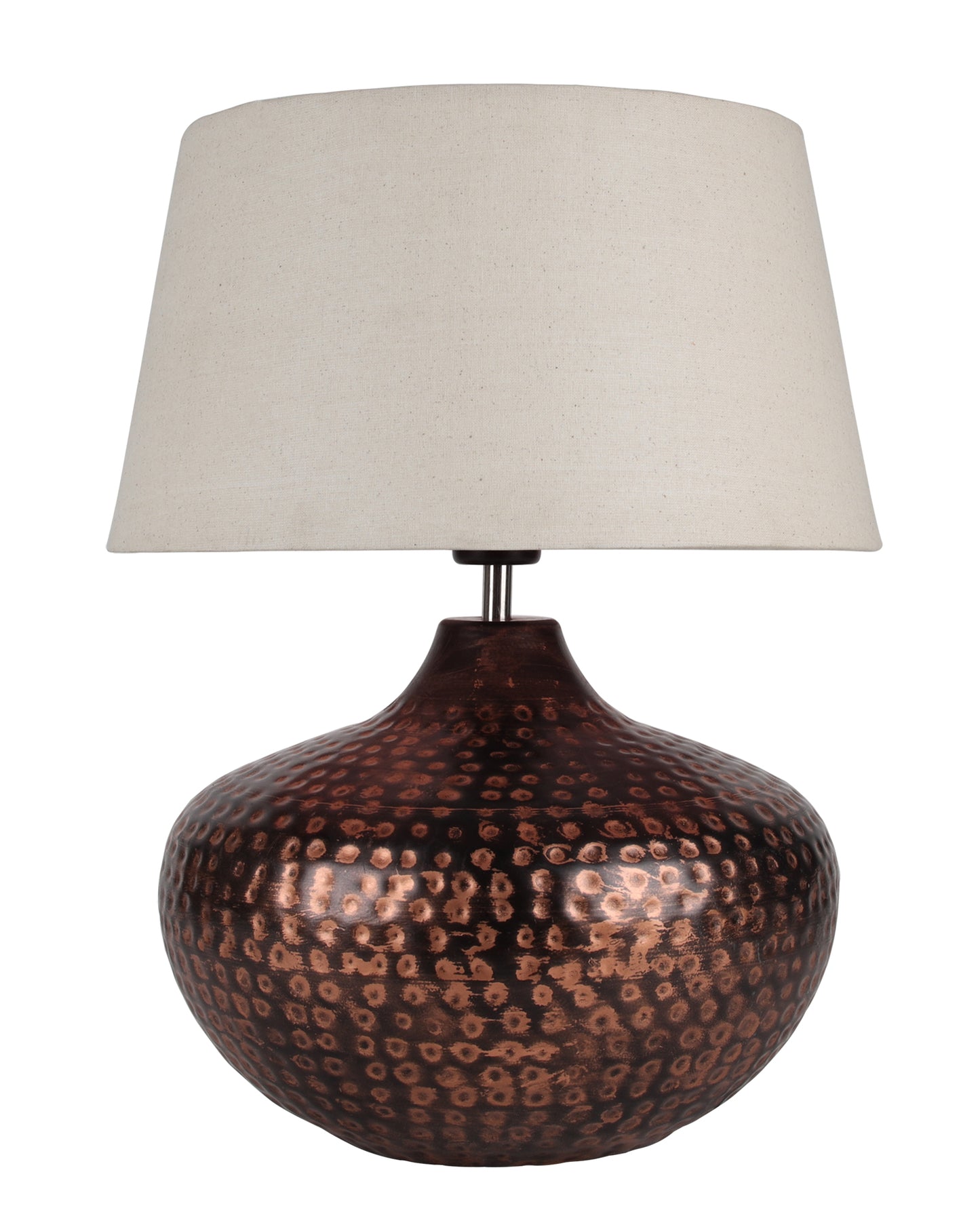 Gourd Metal Antique Hammered Oil-Rubbed Bronze Table Lamp Linen with Jute Shade