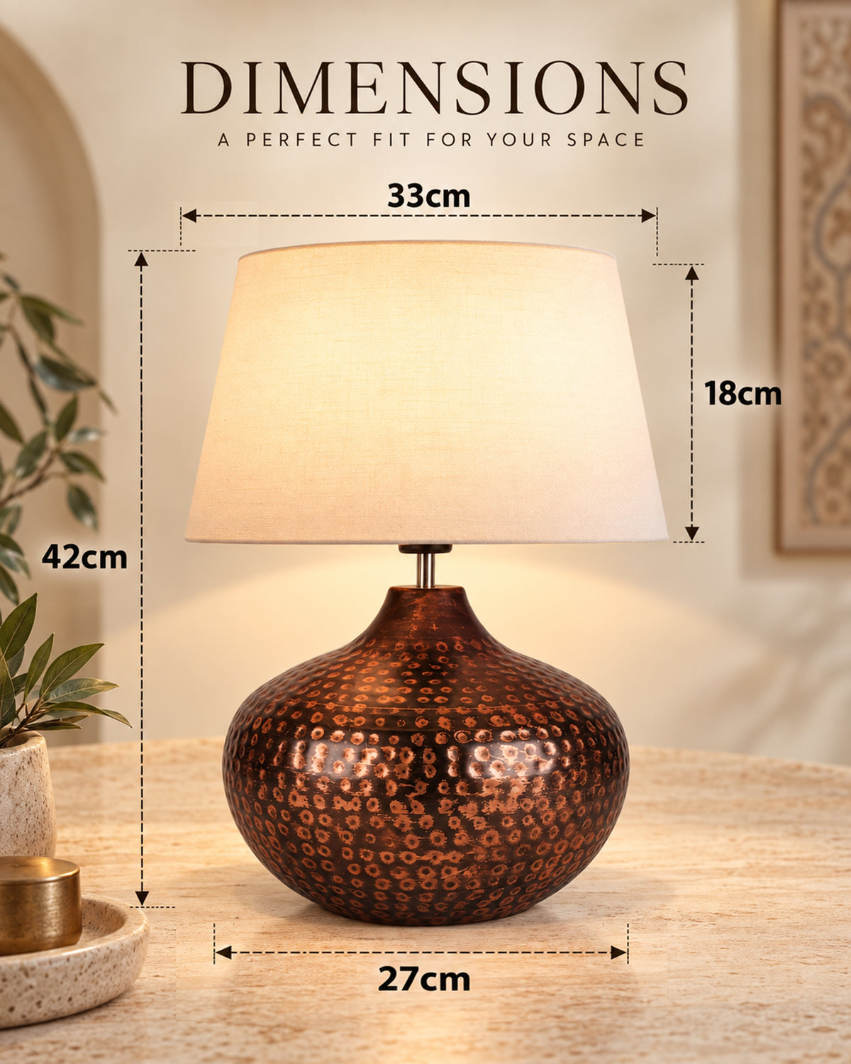 Gourd Metal Antique Hammered Oil-Rubbed Bronze Table Lamp Linen with Jute Shade