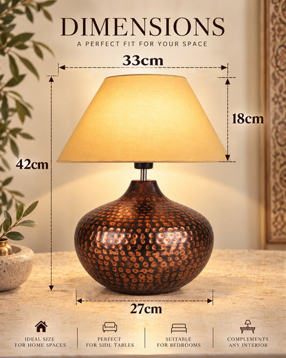 Gourd Metal Antique Hammered Oil-Rubbed Bronze Table Lamp Linen with Jute Shade