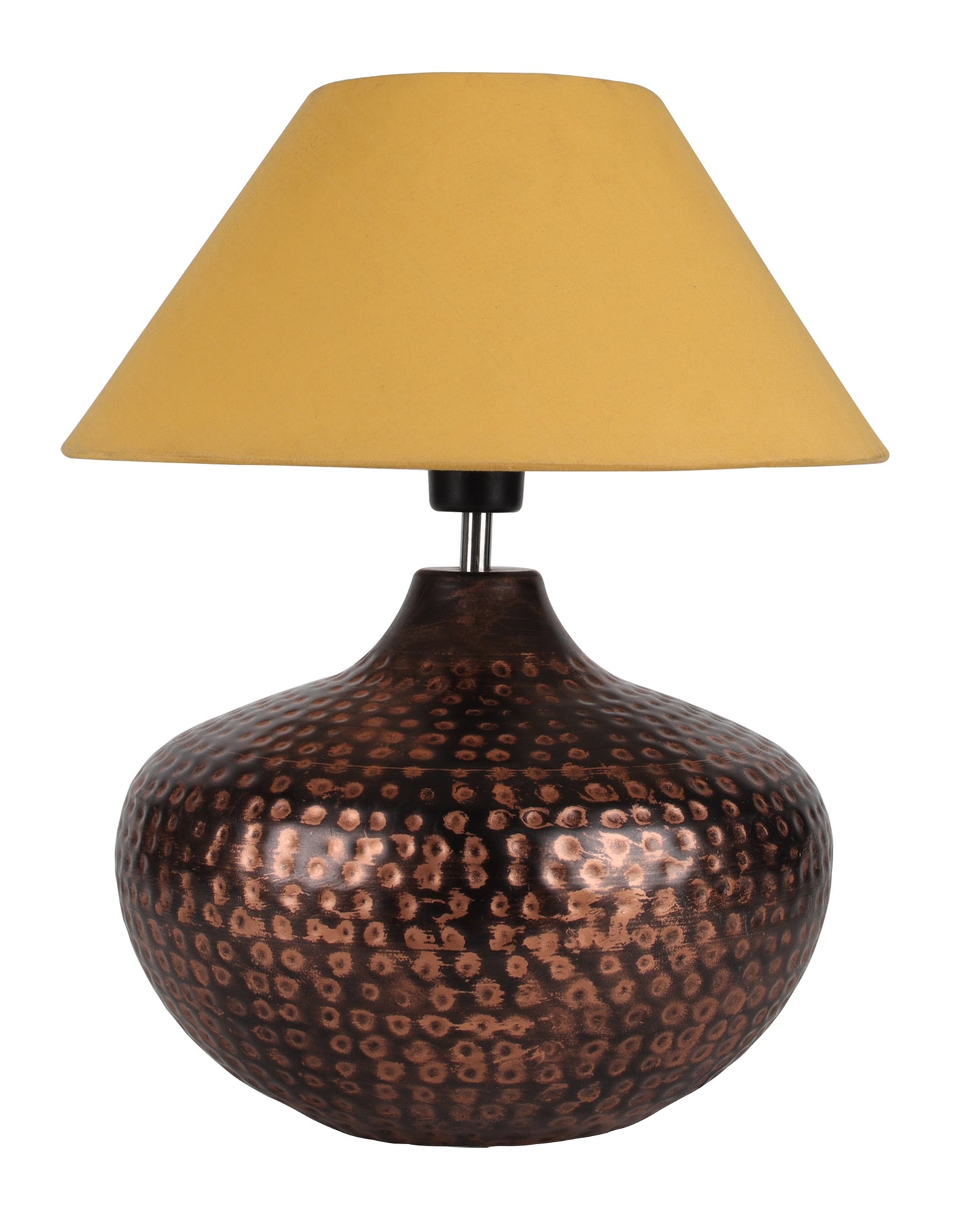 Gourd Metal Antique Hammered Oil-Rubbed Bronze Table Lamp Linen with Jute Shade