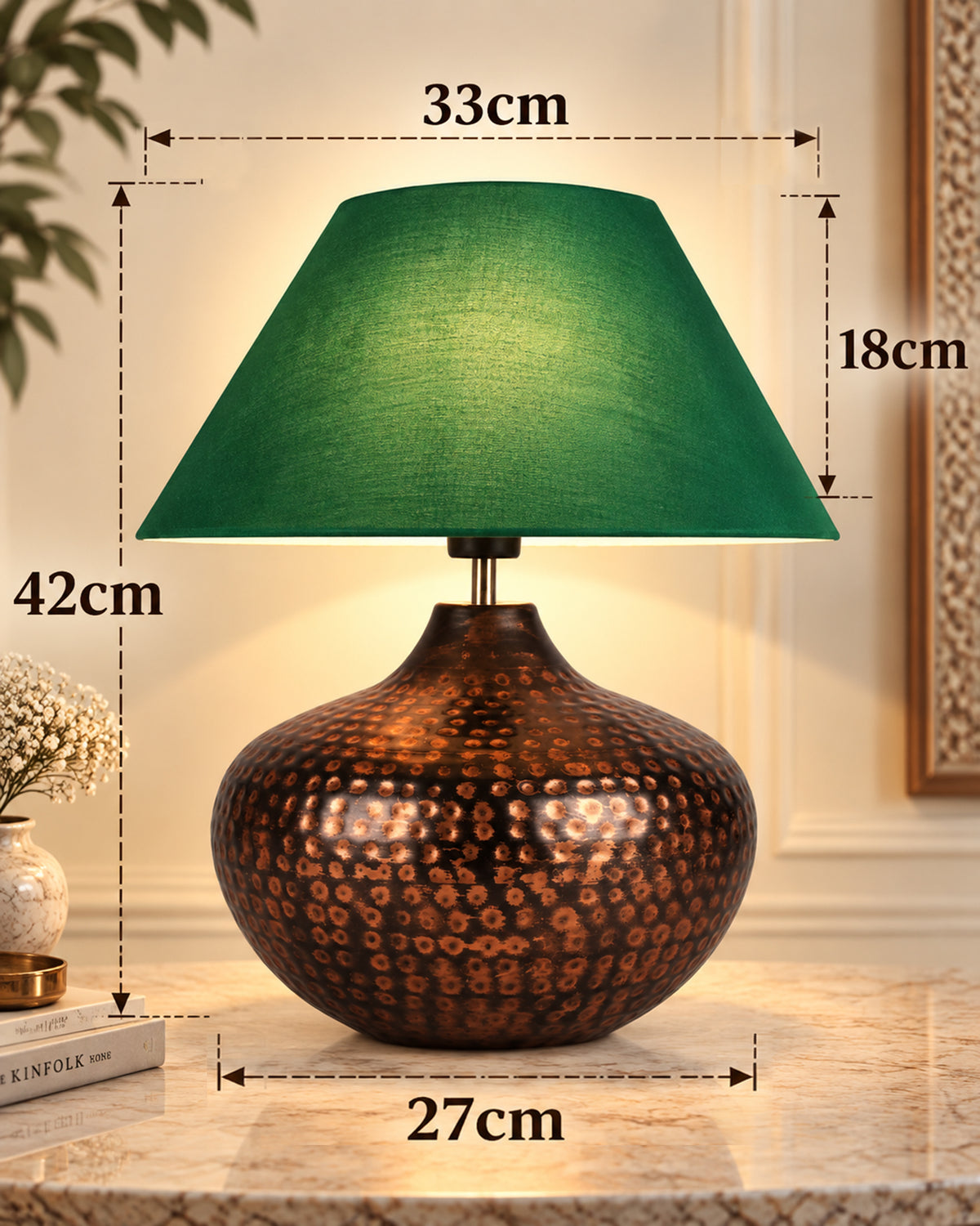 Gourd Metal Antique Hammered Oil-Rubbed Bronze Table Lamp Linen with Jute Shade