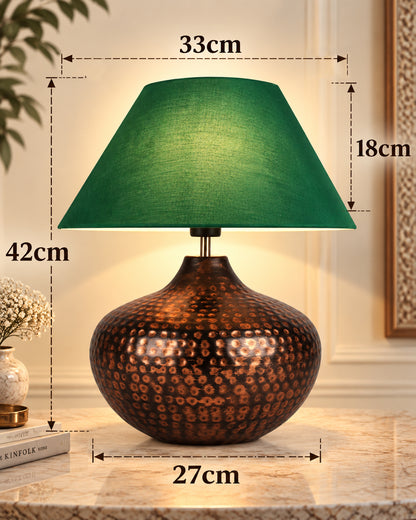 Gourd Metal Antique Hammered Oil-Rubbed Bronze Table Lamp Linen with Jute Shade