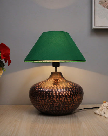 Gourd Metal Antique Hammered Oil-Rubbed Bronze Table Lamp Linen with Jute Shade