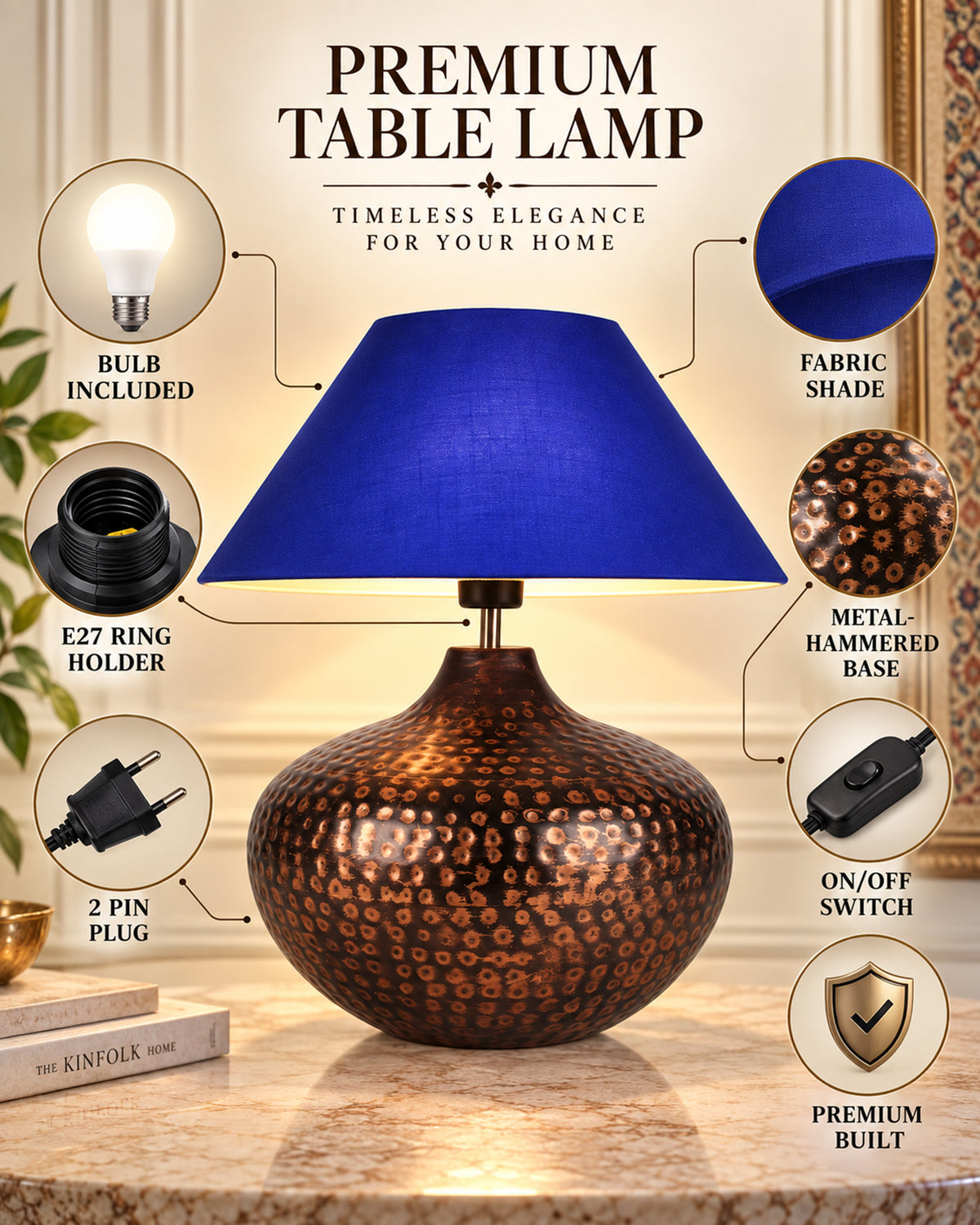 Gourd Metal Antique Hammered Oil-Rubbed Bronze Table Lamp Linen with Jute Shade