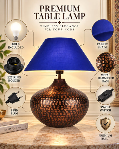 Gourd Metal Antique Hammered Oil-Rubbed Bronze Table Lamp Linen with Jute Shade