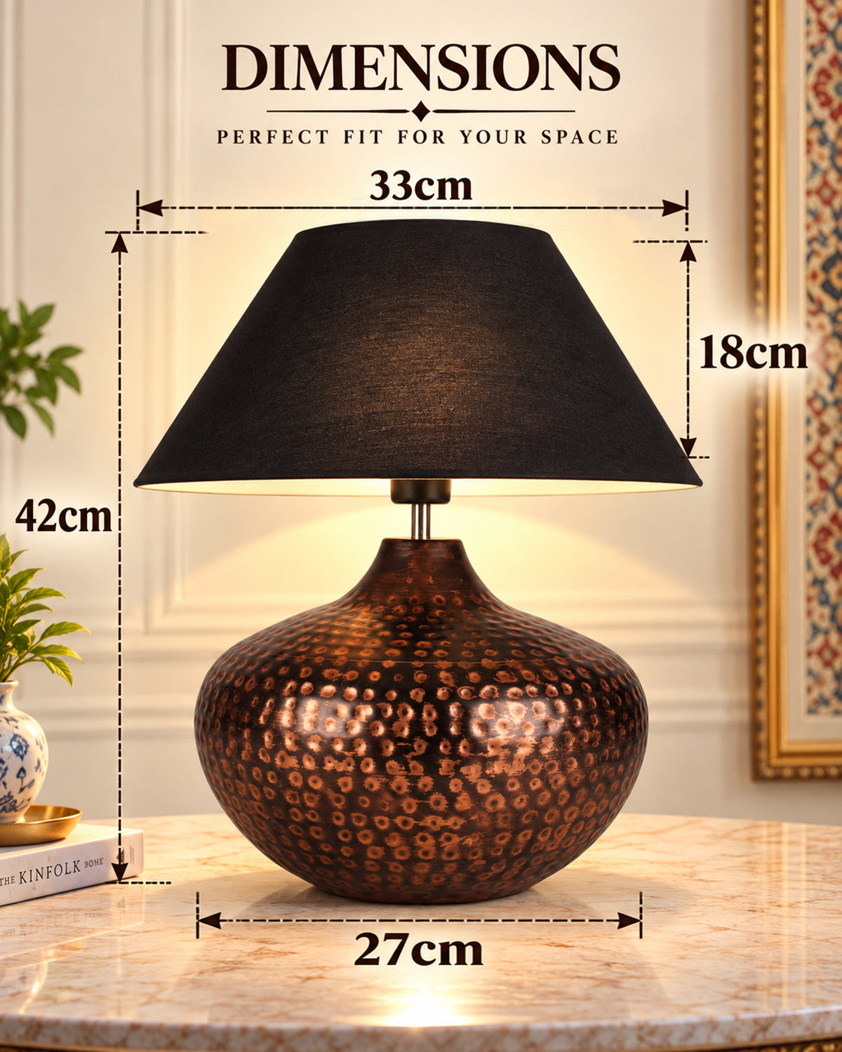 Gourd Metal Antique Hammered Oil-Rubbed Bronze Table Lamp Linen with Jute Shade