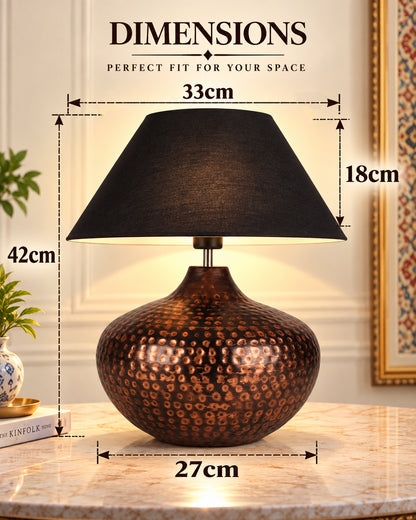 Gourd Metal Antique Hammered Oil-Rubbed Bronze Table Lamp Linen with Jute Shade