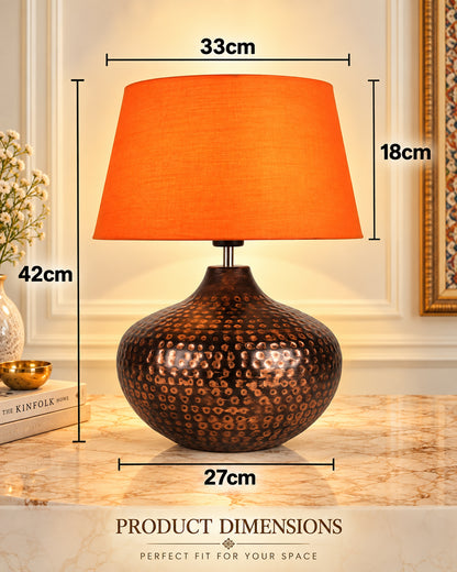 Gourd Metal Antique Hammered Oil-Rubbed Bronze Table Lamp Linen with Jute Shade