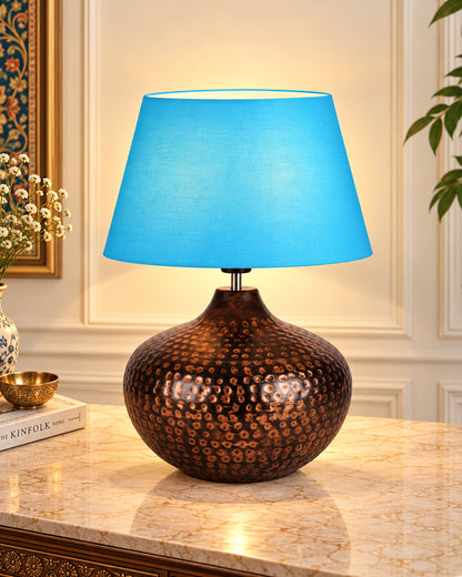 Gourd Metal Antique Hammered Oil-Rubbed Bronze Table Lamp Linen with Jute Shade