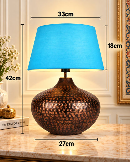 Gourd Metal Antique Hammered Oil-Rubbed Bronze Table Lamp Linen with Jute Shade