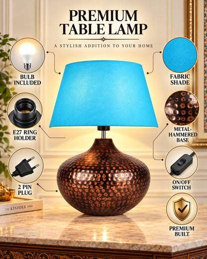 Gourd Metal Antique Hammered Oil-Rubbed Bronze Table Lamp Linen with Jute Shade