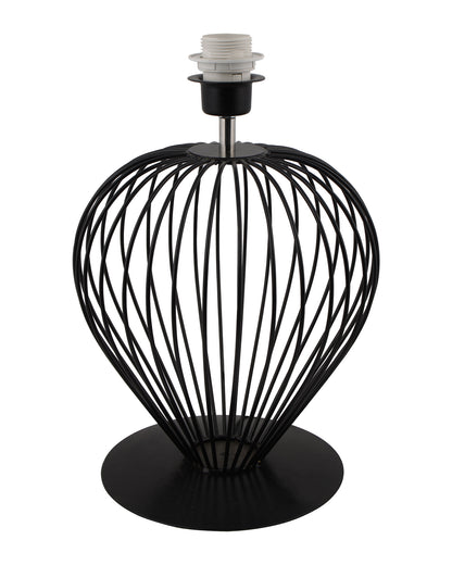Black Modern Tulip Table Lamp - Minimalist Small Bedside Lamp with Hollowed Out Base Linen Fabric Shade, Vintage Nightstand Lamp for Bedroom Living Room Side Table Desk Kids Room