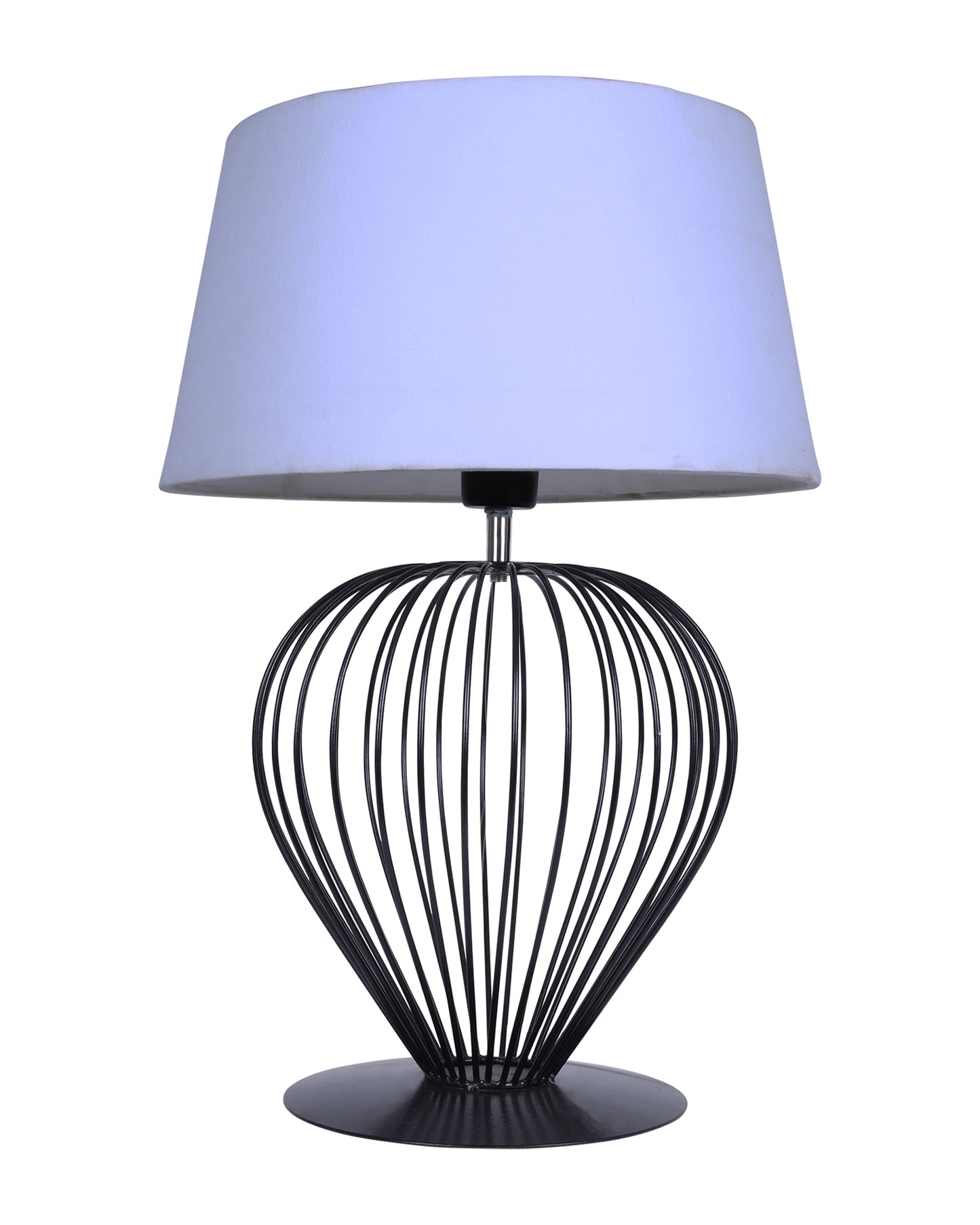 Black Modern Tulip Table Lamp - Minimalist Small Bedside Lamp with Hollowed Out Base Linen Fabric Shade, Vintage Nightstand Lamp for Bedroom Living Room Side Table Desk Kids Room