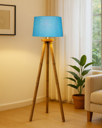 Wood Tripod Floor Lamp, Mid Century Standing Lamp, E27 Lamp Base, With shade Modern Design Floor Reading Lamp for Living Room Bedroom, Study Room and Office