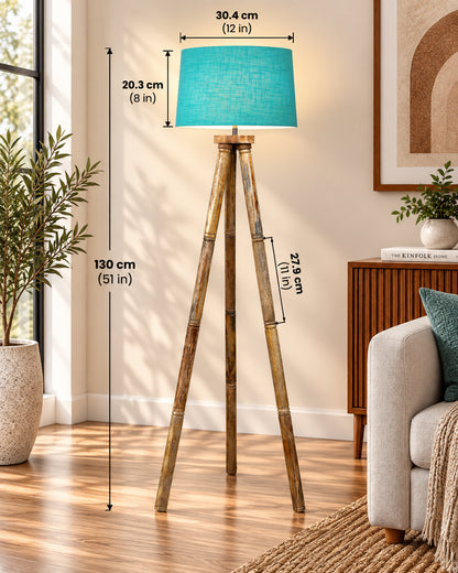 Wood Tripod Floor Lamp, Mid Century Standing Lamp, E27 Lamp Base, With shade Modern Design Floor Reading Lamp for Living Room Bedroom, Study Room and Office
