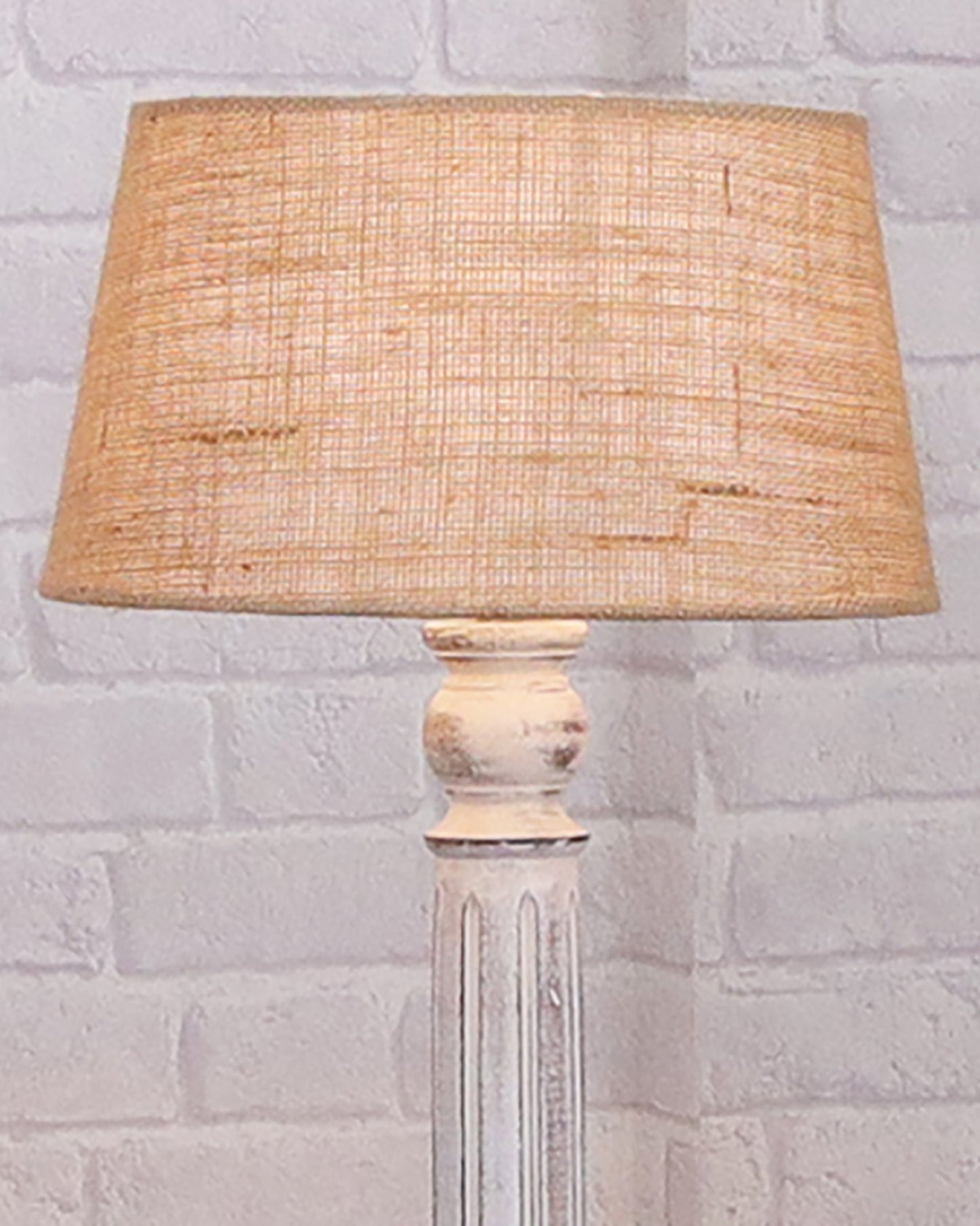 Wood Antique Candlestick Fabric Drum Shade Decor for Living Room Reading House Bedroom Home, White Athens