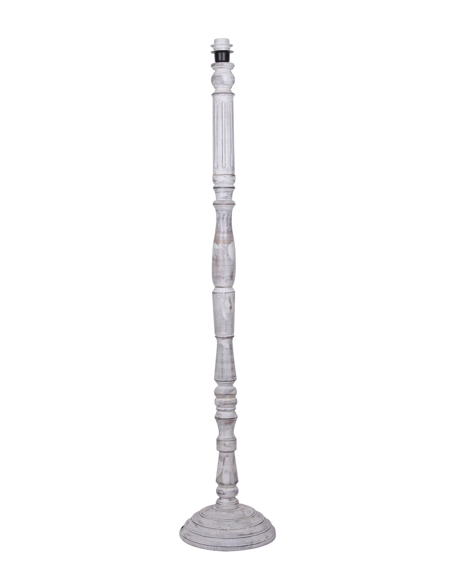 Wood Antique Candlestick Fabric Drum Shade Decor for Living Room Reading House Bedroom Home, White Athens