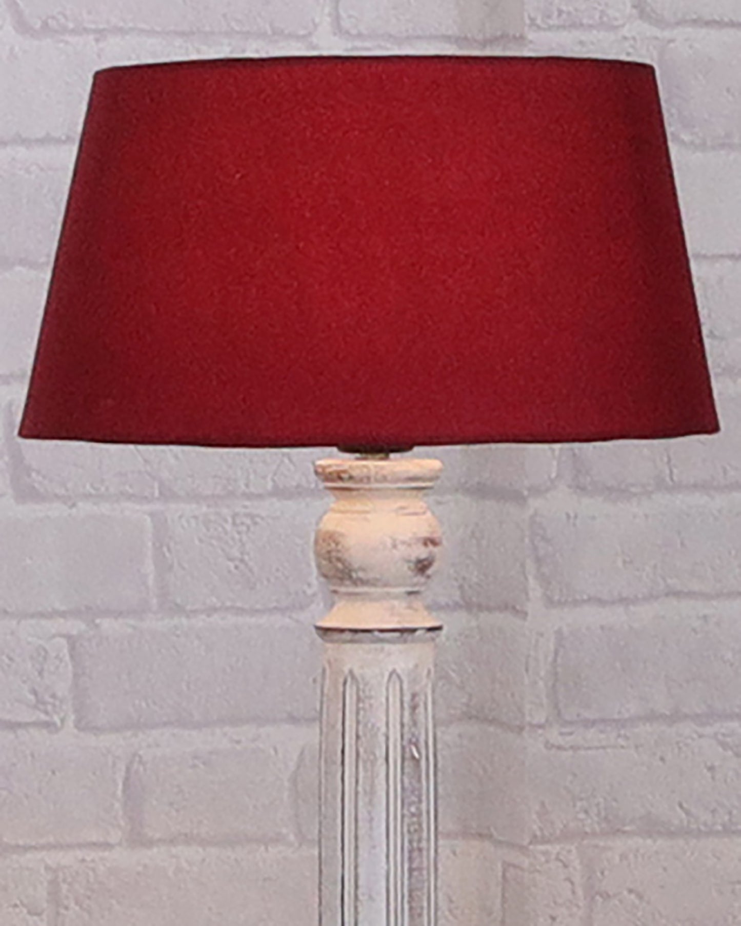 Wood Antique Candlestick Fabric Drum Shade Decor for Living Room Reading House Bedroom Home, White Athens