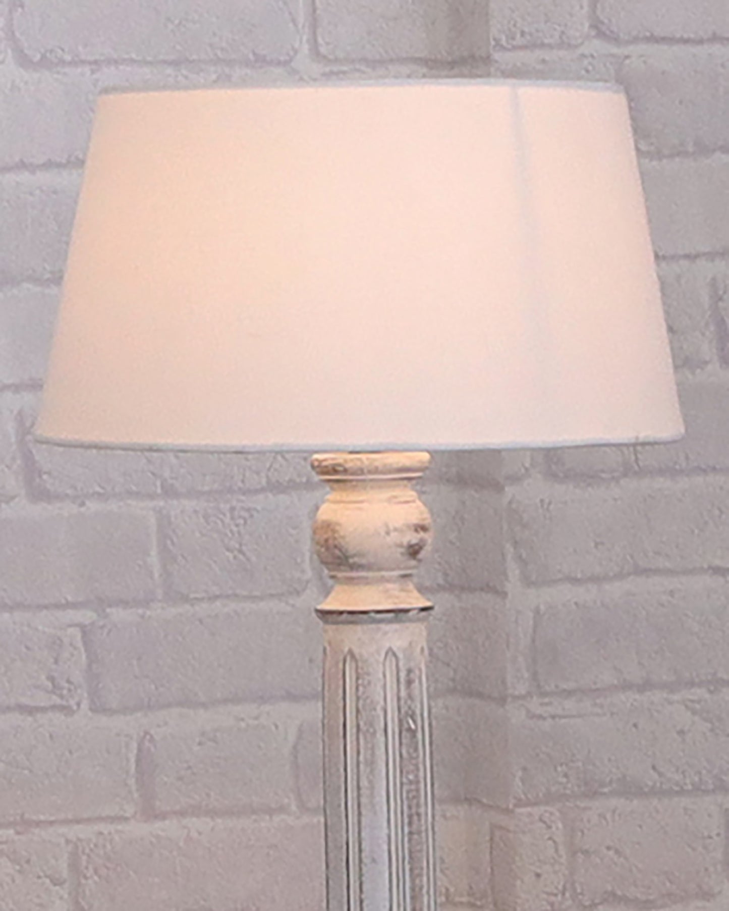 Wood Antique Candlestick Fabric Drum Shade Decor for Living Room Reading House Bedroom Home, White Athens