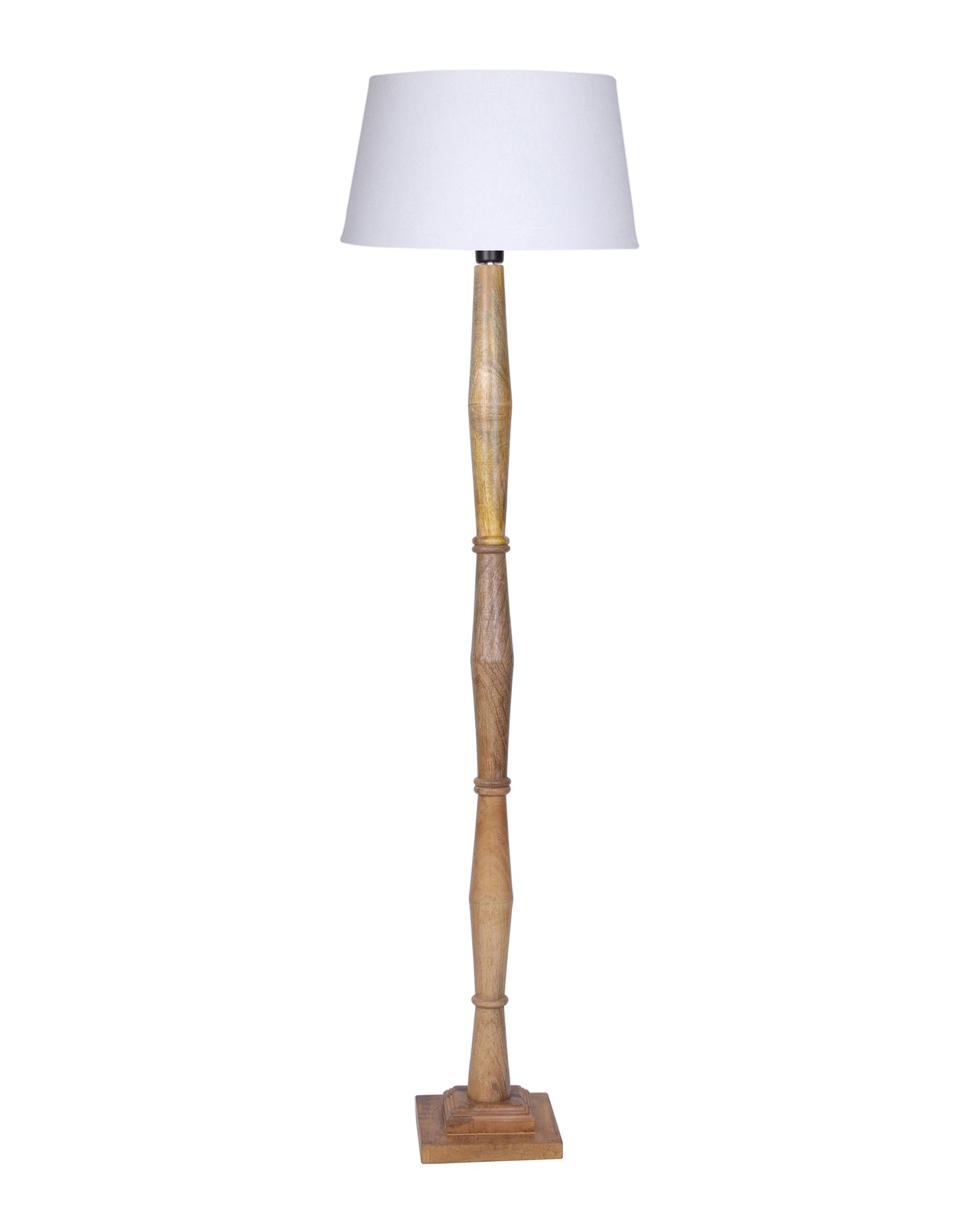 Wood Antique Candlestick Fabric Drum Shade Decor for Living Room Reading House Bedroom Home, Natural Diamond
