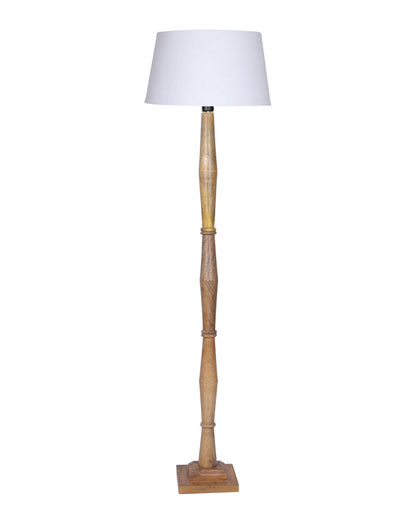 Wood Antique Candlestick Fabric Drum Shade Decor for Living Room Reading House Bedroom Home, Natural Diamond