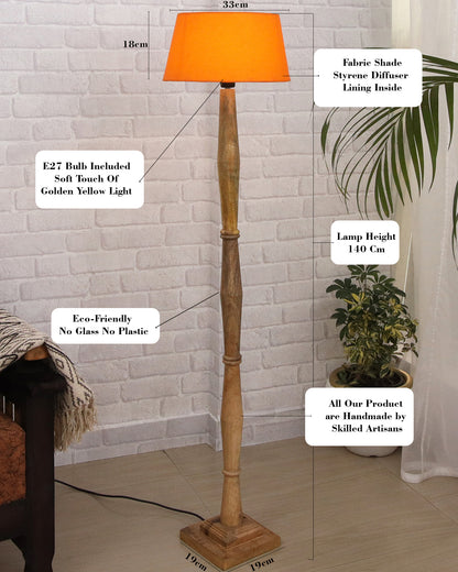Wood Antique Candlestick Fabric Drum Shade Decor for Living Room Reading House Bedroom Home, Natural Diamond