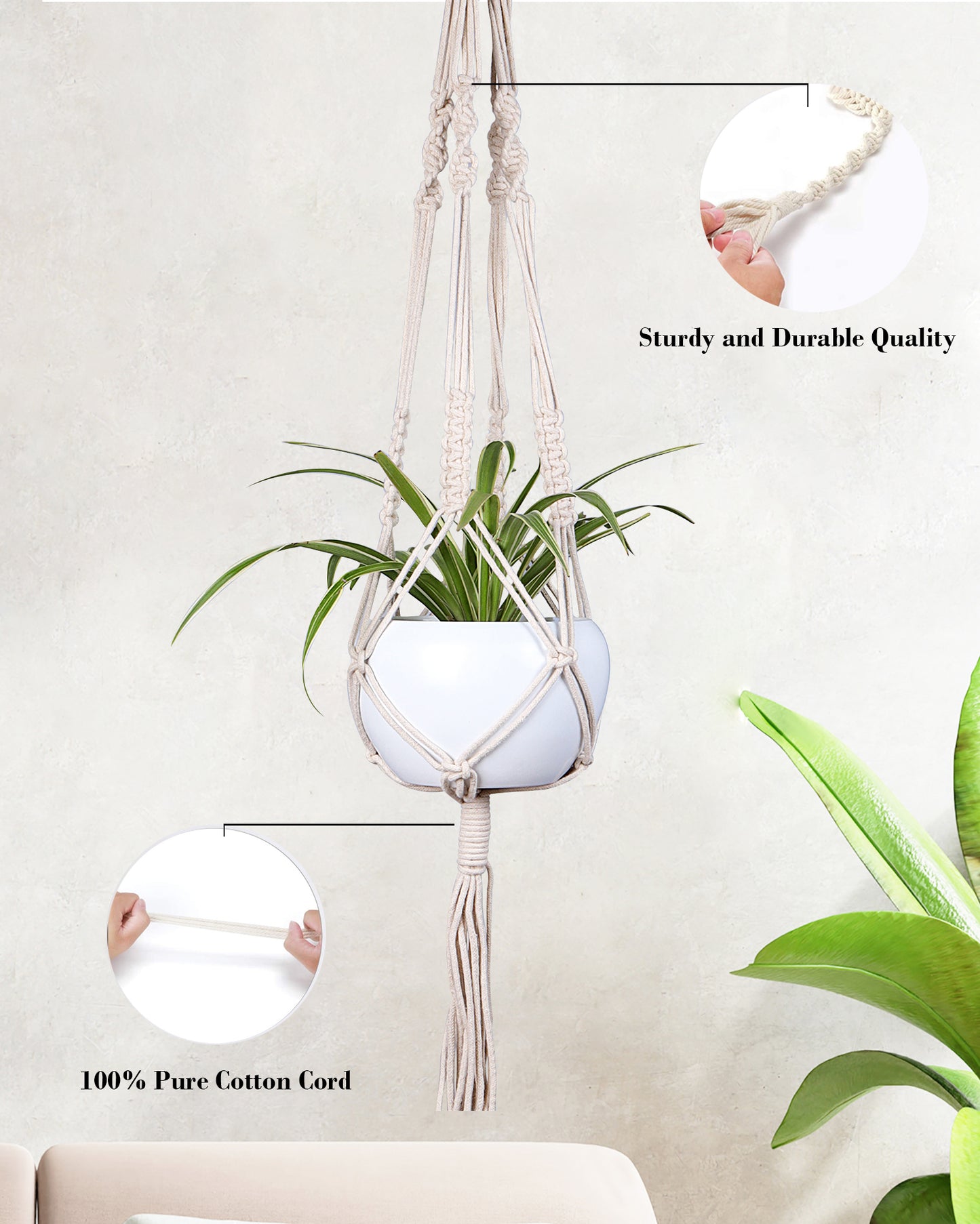 Macreme Hanging Planter Large Macrame with Pot Pack of 1