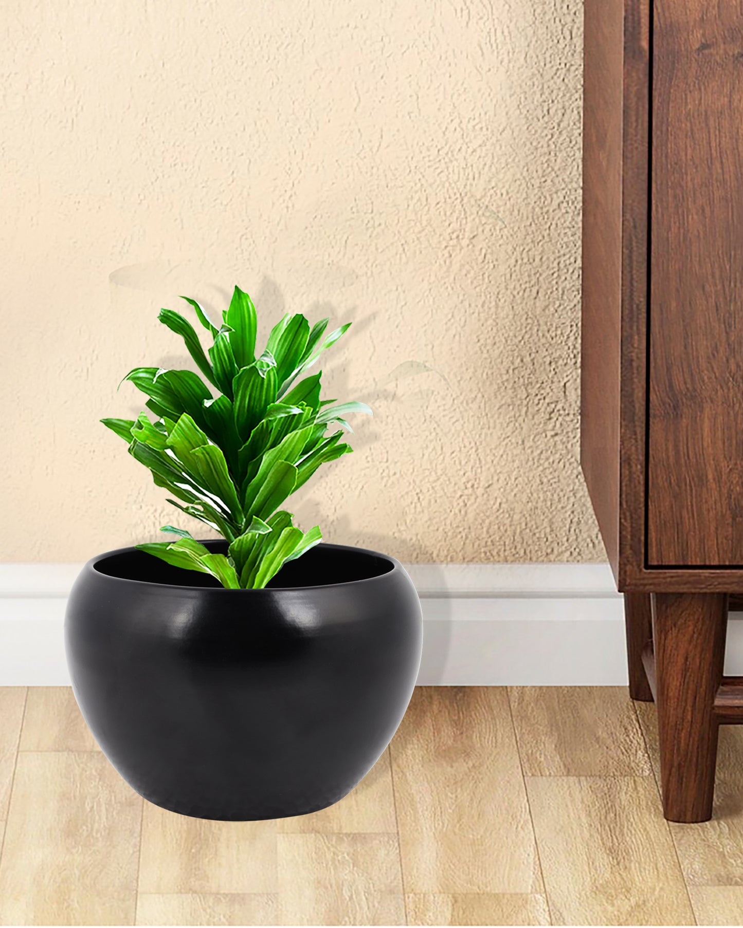 Black Metal Flower Pot Succulent Plant Pot Indoor and Outdoor Set of 2
