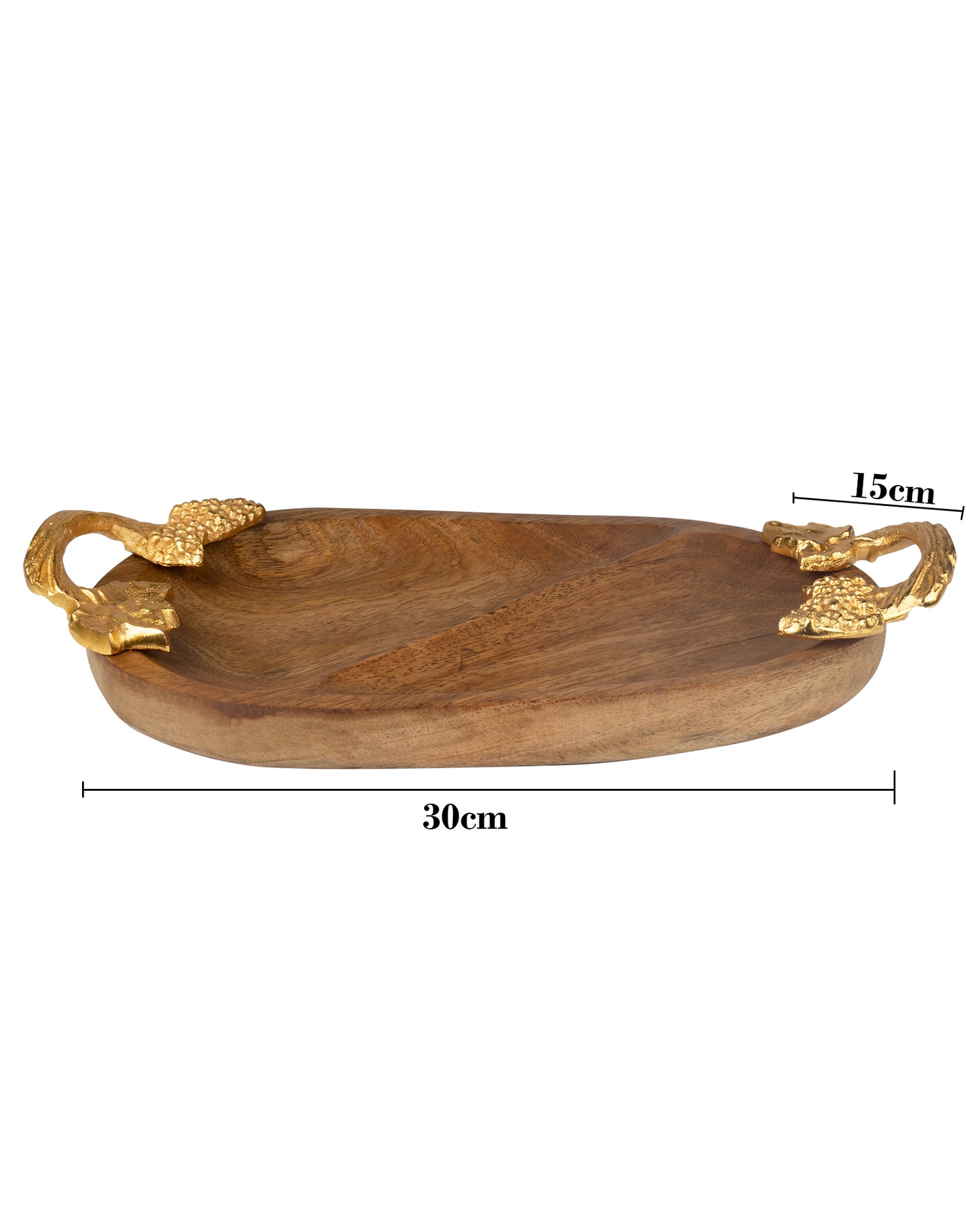 Natural Wooden Oval compartment tray with leaf handle, serving tray, snacks and fruits