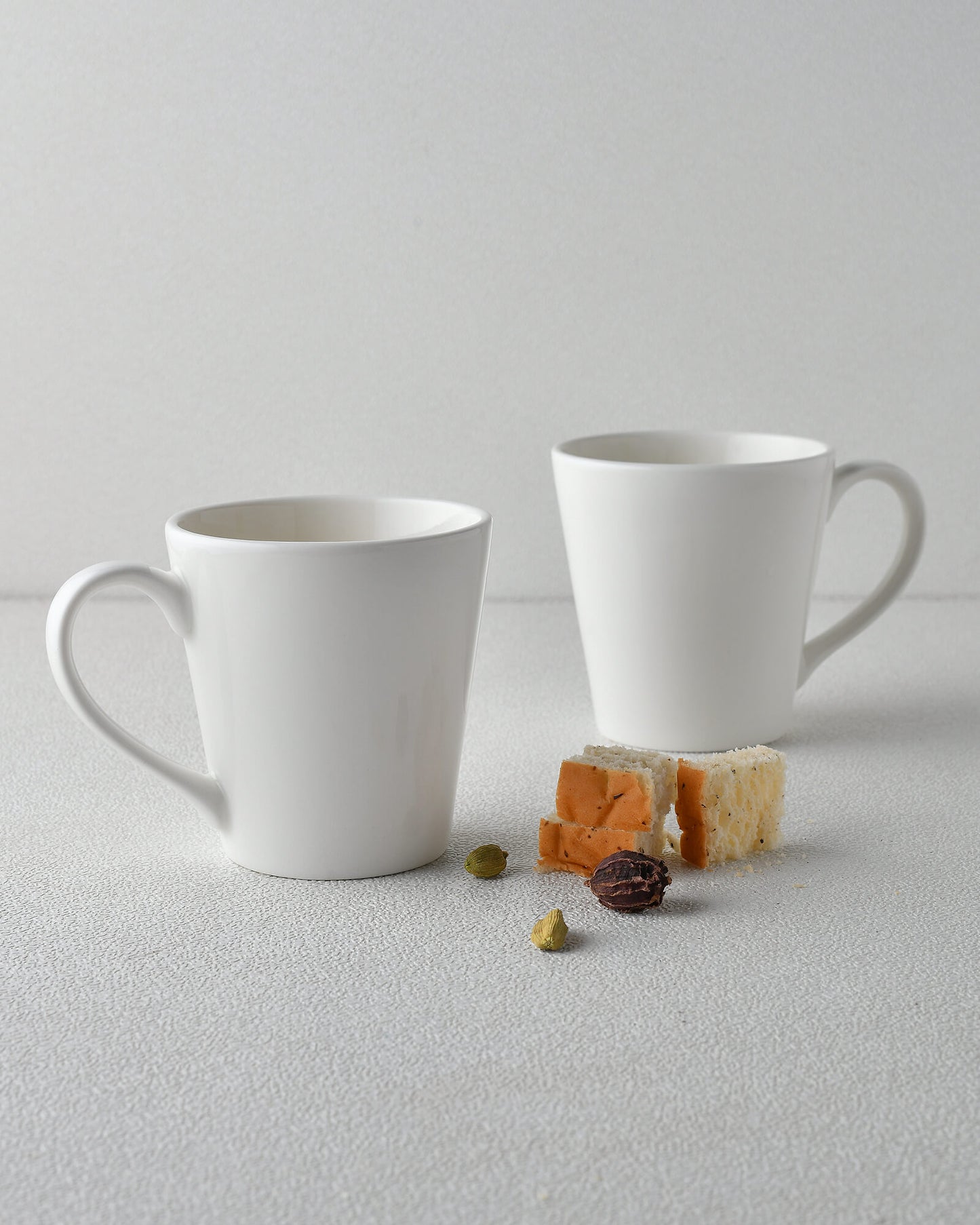 Diana Cone White Porcelain Latte Coffee Milk Mug, 290 ml, set of 2