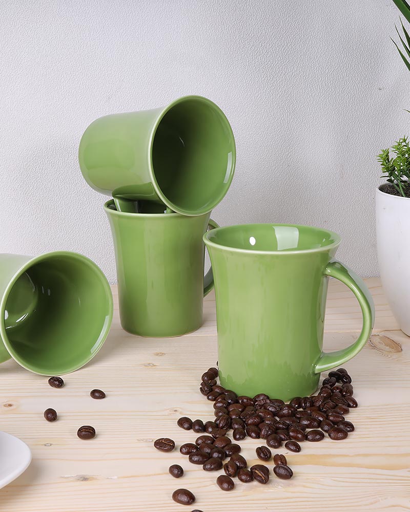 Classic Morning Tea, Coffee Cups for Cappuccino Latte Cocoa, Milk Mug, 280 ml, Porcelain, Set of 4