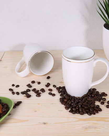Luxury Morning Tea, Coffee, Milk Mug, 300 ml, White Gold Porcelain