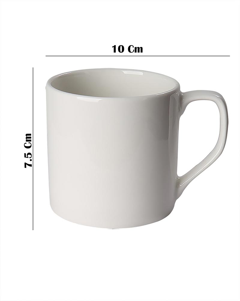Retro Morning Tea, Coffee, Expresso Mug, 300 ml, White Porcelain, Diana, Set of 4