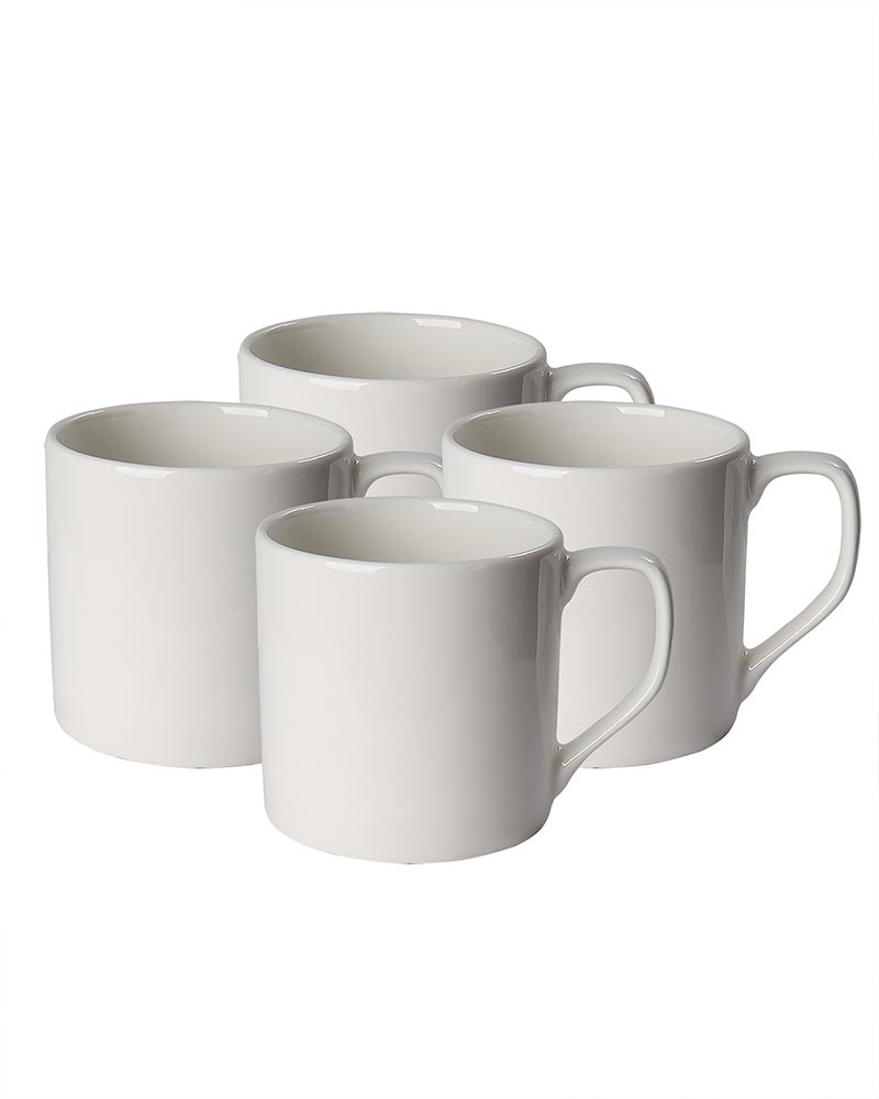 Retro Morning Tea, Coffee, Expresso Mug, 300 ml, White Porcelain, Diana, Set of 4